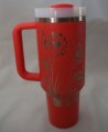 (image for) Stanley® 40 oz Quencher Orange Dandelions & Butterflies Etched Handcrafted by Design